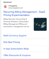 Chargebee sponsored search ad for recurring billing management
